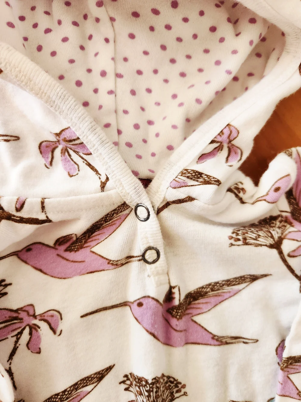 Milkbarn 3-6 Month Hooded One-Piece with Bird Print